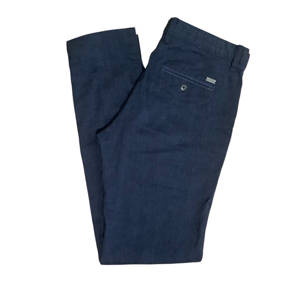 Armani Exchange Pants Navy Blue Linen Blend Flat Front 30 - Picture 1 of 8